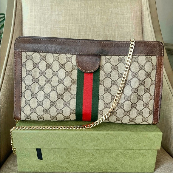 Authentic vintage Gucci web sherry line clutch bag (WN15) - Picture 1 of 13